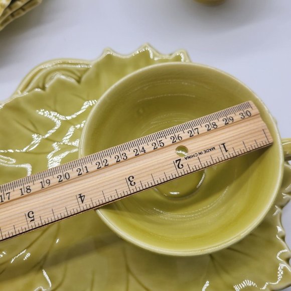 Woodfield By Steubenville Fall Snack Leaf Shape Dishes/ Cups Chartreuse 4 Sets - Picture 11 of 12